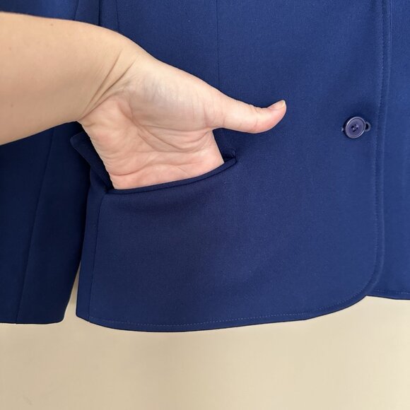 Givenchy Sport Single Breasted Blazer Suit Jacket Coat Women 16 VTG Navy Blue - Picture 3 of 9